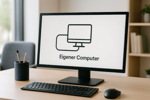 Darstellung des Localhost-Konzepts mit einem Computer, der intern mit sich selbst verbunden ist.