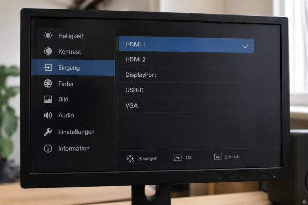 Kein Signal am Monitor durch Auswahl der richtigen Eingangsquelle beheben