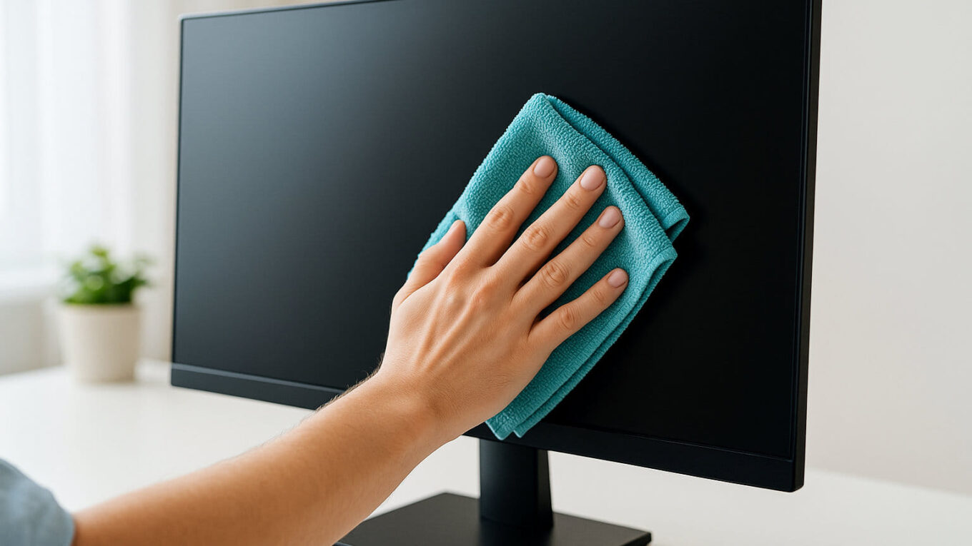Monitor richtig reinigen mit Mikrofasertuch – schonende Pflege für klare Bildqualität ohne Kratzer