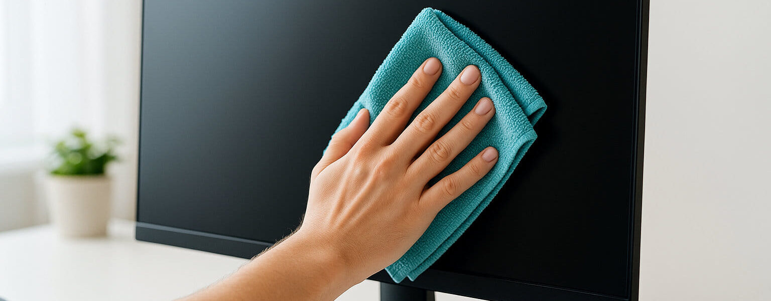 Monitor richtig reinigen mit Mikrofasertuch – schonende Pflege für klare Bildqualität ohne Kratzer