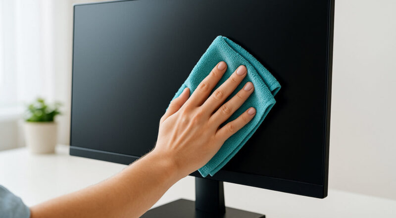 Monitor richtig reinigen mit Mikrofasertuch – schonende Pflege für klare Bildqualität ohne Kratzer