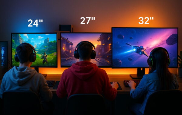 Monitorgröße beim Gaming im Vergleich: Spieler mit 24", 27" und 32" Monitoren