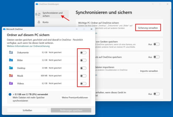OneDrive-Ordnersicherung verwalten OneDrive-Ordnersicherung für Desktop, Dokumente und Bilder verwalten