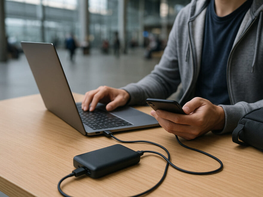 Powerbank lädt Laptop und Smartphone unterwegs gleichzeitig