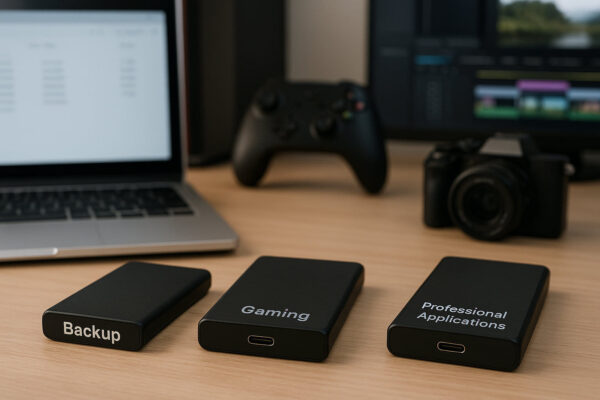 Externe SSD Kapazitäten – passende Größen für jeden Einsatz Externe SSDs in verschiedenen Kapazitäten passend zu Backup, Gaming und professionellen Anwendungen.