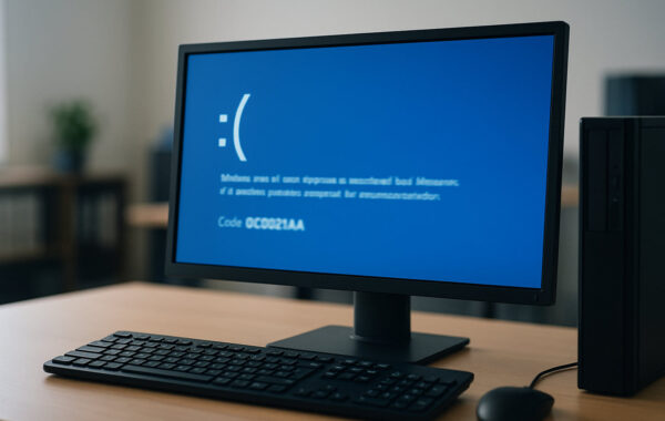 Windows BlueScreen mit Fehlercode 0xC000021A auf Computerbildschirm