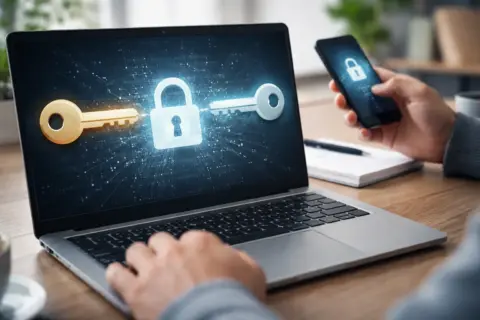 Symbolische Darstellung der asymmetrischen Verschlüsselung mit öffentlichem und privatem Schlüssel