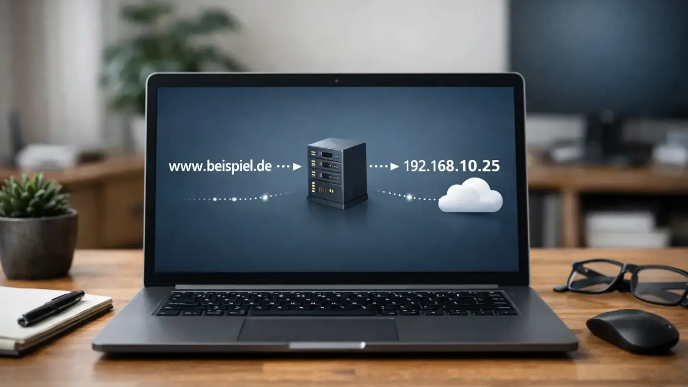 DNS-Anfrage im Hintergrund: Domain wird in eine IP-Adresse aufgelöst