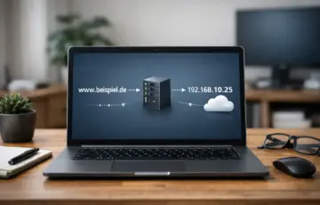 DNS-Anfrage im Hintergrund: Domain wird in eine IP-Adresse aufgelöst