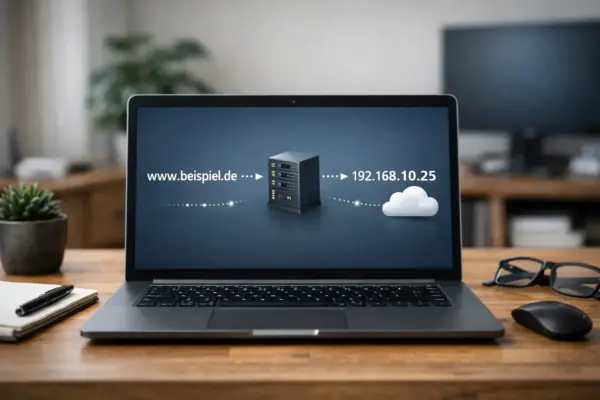 DNS-Anfrage im Hintergrund: Domain wird in eine IP-Adresse aufgelöst