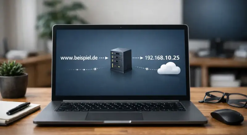 DNS-Anfrage im Hintergrund: Domain wird in eine IP-Adresse aufgelöst