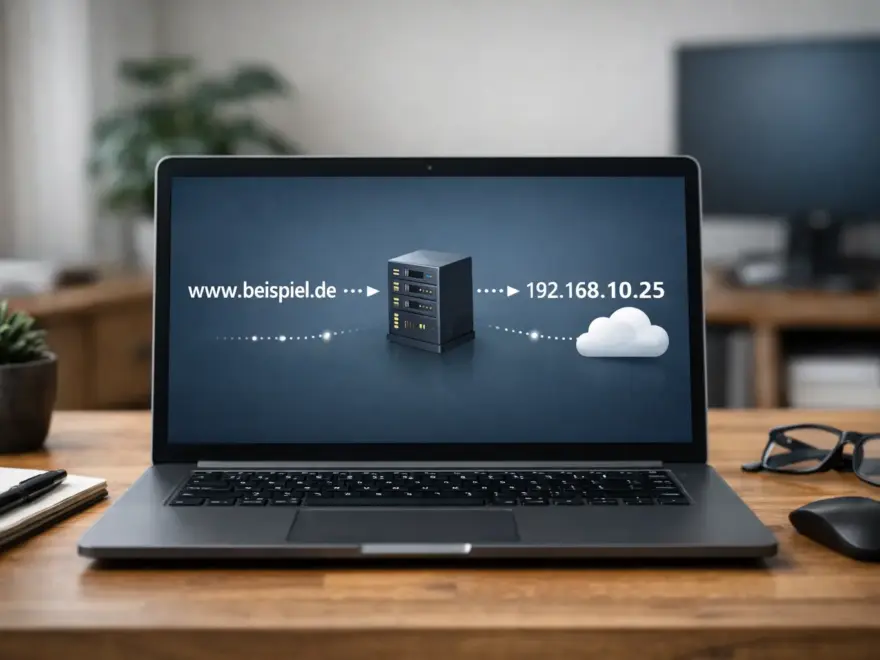 DNS-Anfrage im Hintergrund: Domain wird in eine IP-Adresse aufgelöst