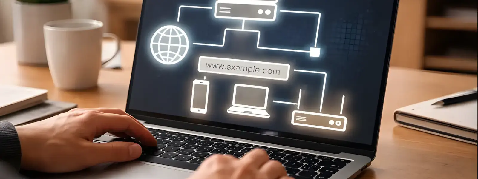 Darstellung der Funktionsweise eines DNS-Servers bei der Auflösung einer Webadresse
