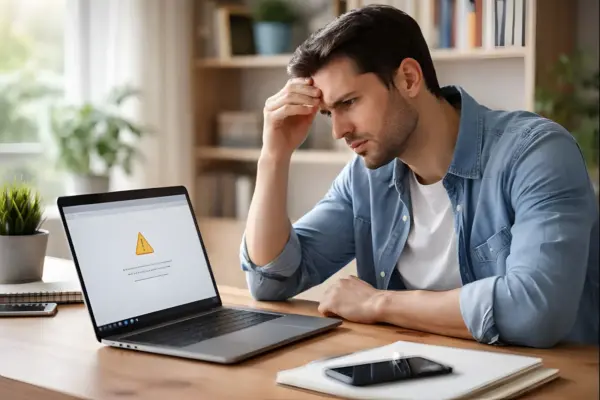 DNS-Server reagiert nicht – typische Fehlermeldung unter Windows Fehlermeldung „DNS-Server reagiert nicht“ auf einem Windows-Laptop