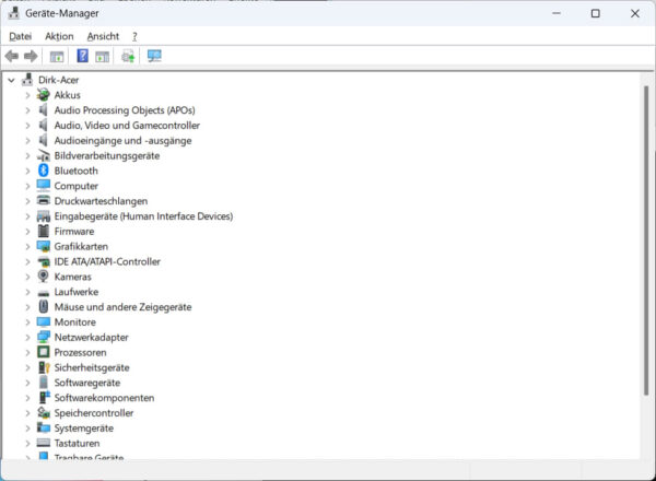 Treiber prüfen: Kernel-Power-41-Fehler softwareseitig beheben Windows 11 Geräte-Manager zur Kontrolle und Aktualisierung von Treibern bei Kernel-Power-41-Problemen