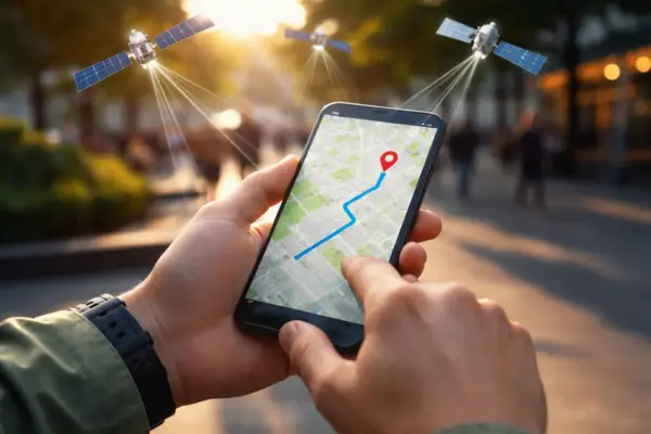 GPS-Funktionsweise: Smartphone empfängt Positionssignale von Satelliten