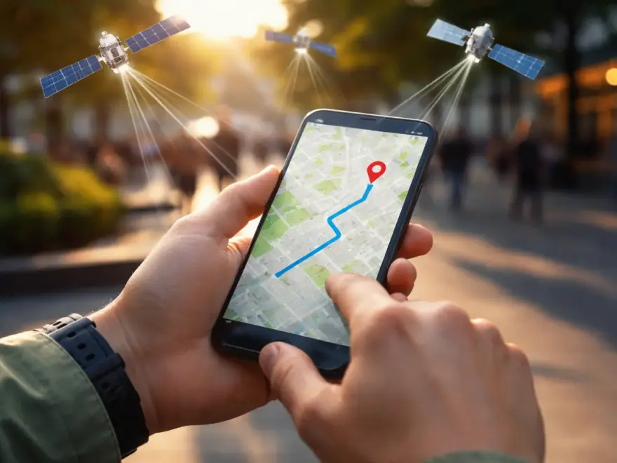 GPS-Funktionsweise: Smartphone empfängt Positionssignale von Satelliten