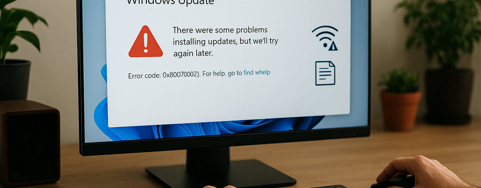 Häufige Ursachen für fehlerhafte Windows-Updates an einem Windows-PC visuell dargestellt