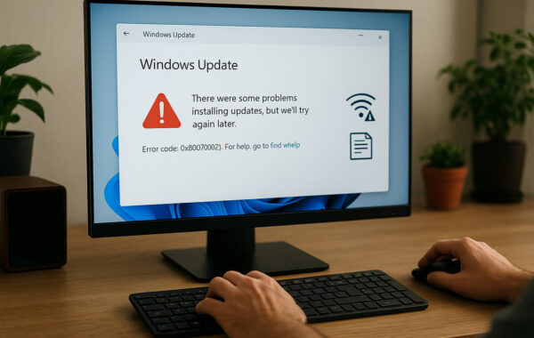 Häufige Ursachen für fehlerhafte Windows-Updates an einem Windows-PC visuell dargestellt