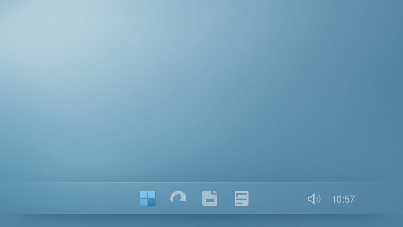 Stilisierte Windows-11-Oberfläche mit eingefrorener Taskleiste als Illustration typischer Symptome