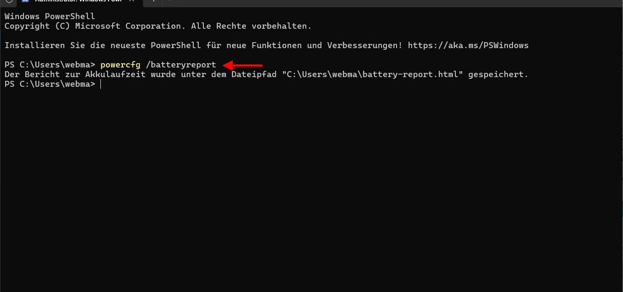 Windows 11 Battery Report in der PowerShell erstellen