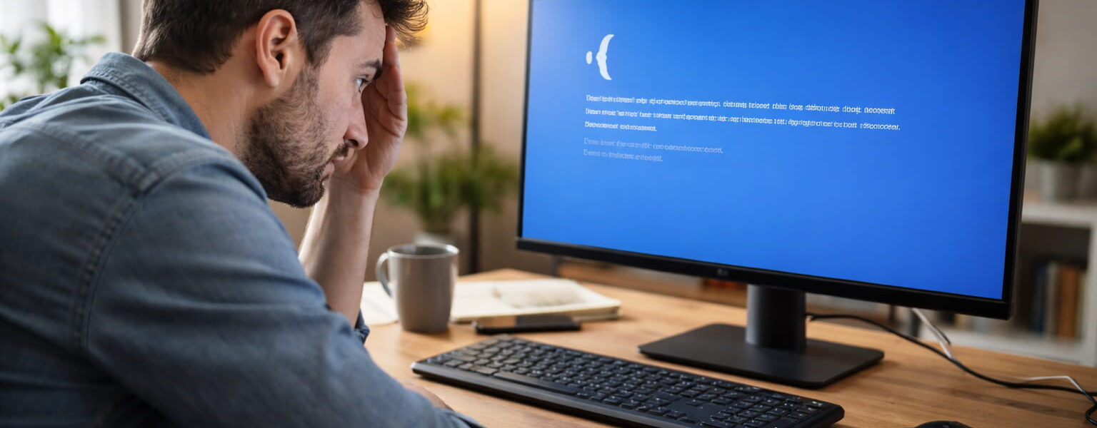 BlueScreen auf Windows-PC bei Systemabsturz im Arbeitsalltag
