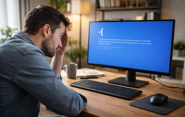 BlueScreen auf Windows-PC bei Systemabsturz im Arbeitsalltag