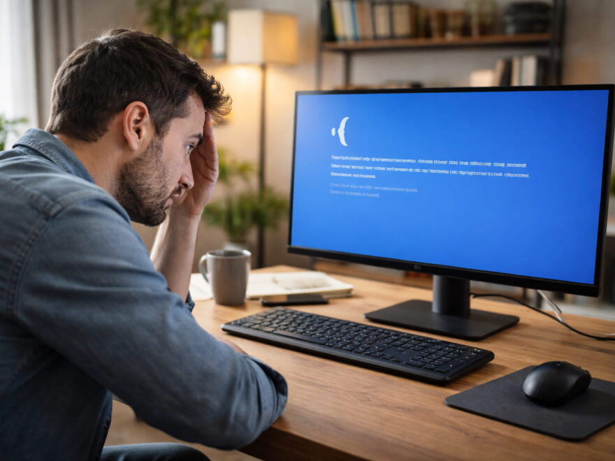 BlueScreen auf Windows-PC bei Systemabsturz im Arbeitsalltag