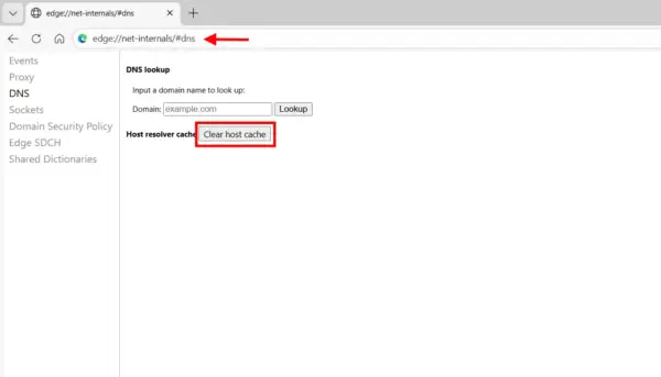 So leerst du den Host-Resolver-Cache im Browser Browser-Einstellungen in Microsoft Edge zum DNS Cache löschen über net-internals.