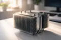 Nahaufnahme eines lüfterlosen CPU-Kühlkörpers aus Aluminium für einen lautlosen PC