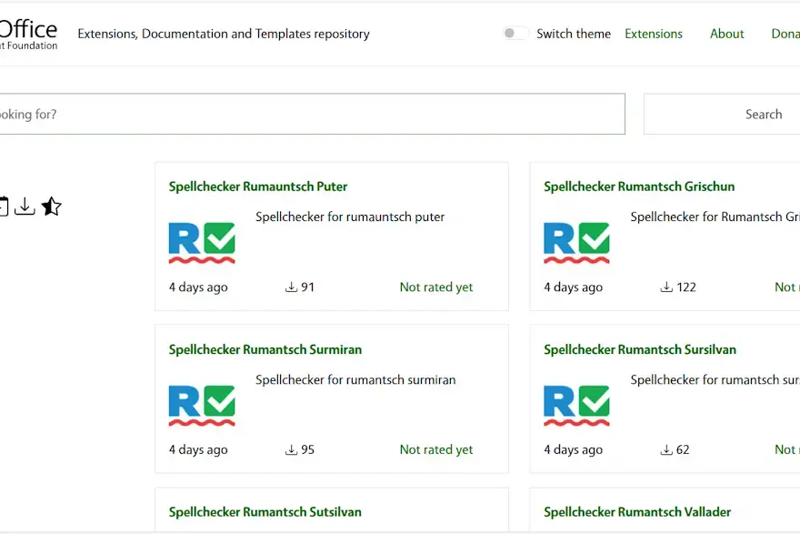 Die offizielle Webseite für LibreOffice Add-ons und Erweiterungen der Document Foundation.