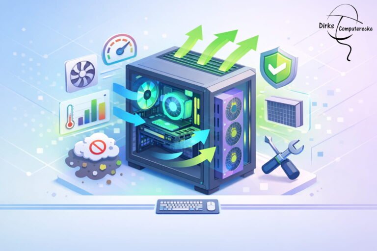 Optimierter Airflow im PC-Gehäuse mit Lüftern und Staubschutz