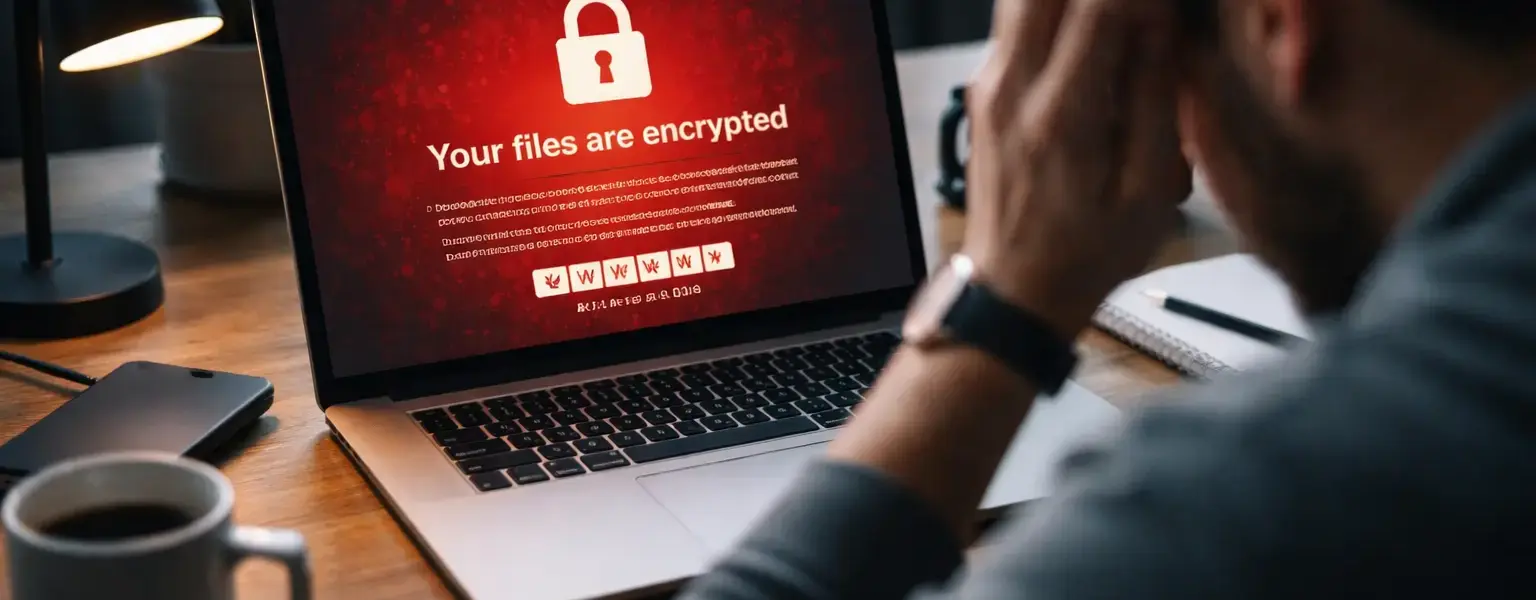 Ransomware-Angriff auf einen PC, bei dem Dateien verschlüsselt und gesperrt sind