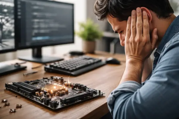 Spulenfiepen auf einem Mainboard als störender Geräuschfaktor am PC-Arbeitsplatz