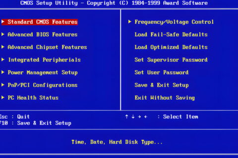 BIOS-Setup-Menü mit verschiedenen Einstellungsoptionen auf einem PC