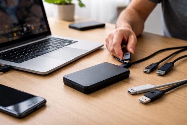 Geschwindigkeit und Anschlussarten bei externer Festplatte Externe Festplatte kaufen: USB-C Anschluss und Datenübertragung am Laptop