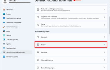 Kamerazugriff deaktivieren in Windows 11 über Datenschutz und Sicherheit – Kamera-Einstellungen