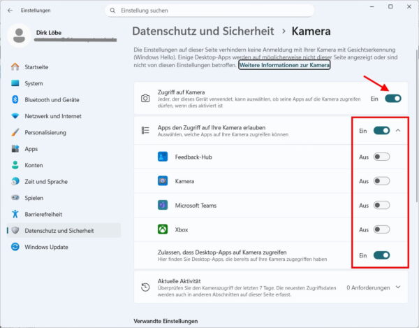 Windows 11 Kamera-Zugriff in den Datenschutzeinstellungen verwalten Kamerazugriff deaktivieren in Windows 11 – Zugriff auf Kamera und App-Berechtigungen ausschalten