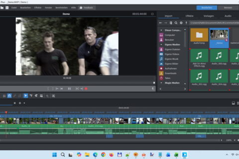 Benutzeroberfläche von MAGIX Video deluxe 2026 Plus mit Timeline und Vorschaumonitor.