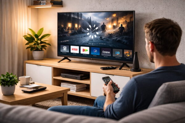 Smart-TV mit ruckelndem Video-Streaming aufgrund überlasteter Hardware oder langsamer TV-App
