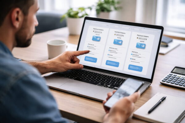 VPS Hosting für Entwickler – transparente Preisstruktur verstehen VPS Hosting für Entwickler beim Vergleich transparenter Preismodelle auf dem Laptop