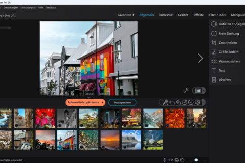 Ashampoo Photo Optimizer Pro 26 Oberfläche mit Bildvorschau und Werkzeugleiste
