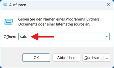 Windows-Taschenrechner mit dem Befehl calc öffnen Taschenrechner öffnen mit Windows-Taste R und dem Befehl calc