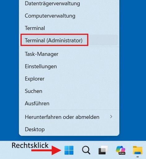 chkdsk im Windows Terminal mit Administratorrechten starten Windows Terminal als Administrator für chkdsk öffnen