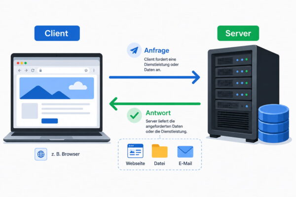 So funktioniert das Client-Server-Prinzip Client-Server-Prinzip mit Anfrage und Antwort zwischen Computer und Server