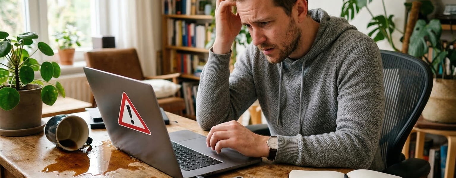 Typische Ursachen für Datenverlust unter Windows – Alltagssituation mit Laptop und externem Speicher