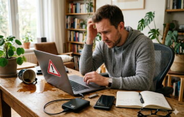 Typische Ursachen für Datenverlust unter Windows – Alltagssituation mit Laptop und externem Speicher