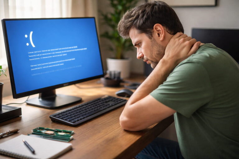 PC mit Bluescreen als typisches Symptom für defekten Arbeitsspeicher