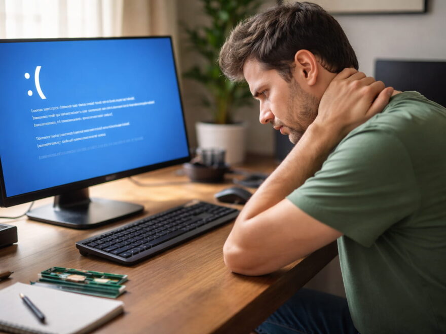 PC mit Bluescreen als typisches Symptom für defekten Arbeitsspeicher