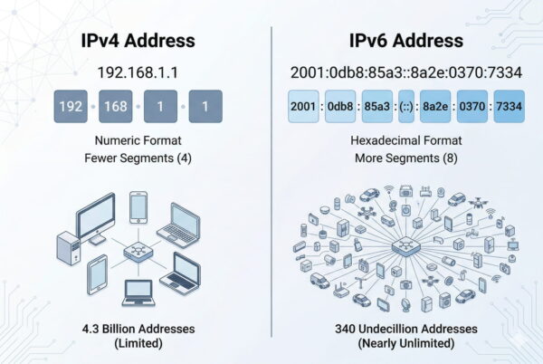 Unterschied zwischen IPv4 und IPv6 Adressen im direkten Vergleich